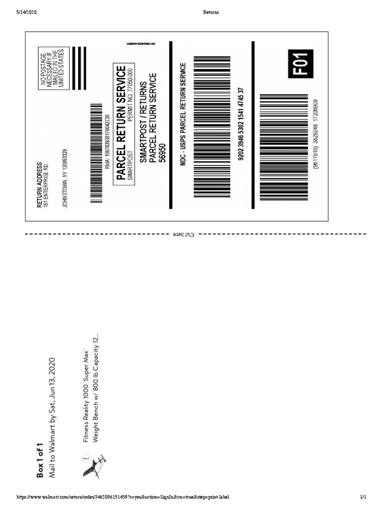 Walmart Return Label PDF PDF