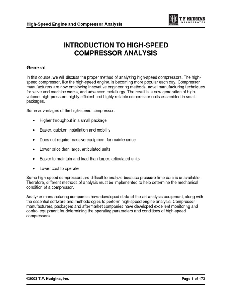 High-Speed Compressor Analysis - Edited - FINAL PDF | PDF | Piston | Pump