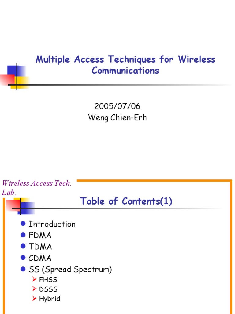 Multiple Access Techniques in Wireless Communication | PDF | Channel ...