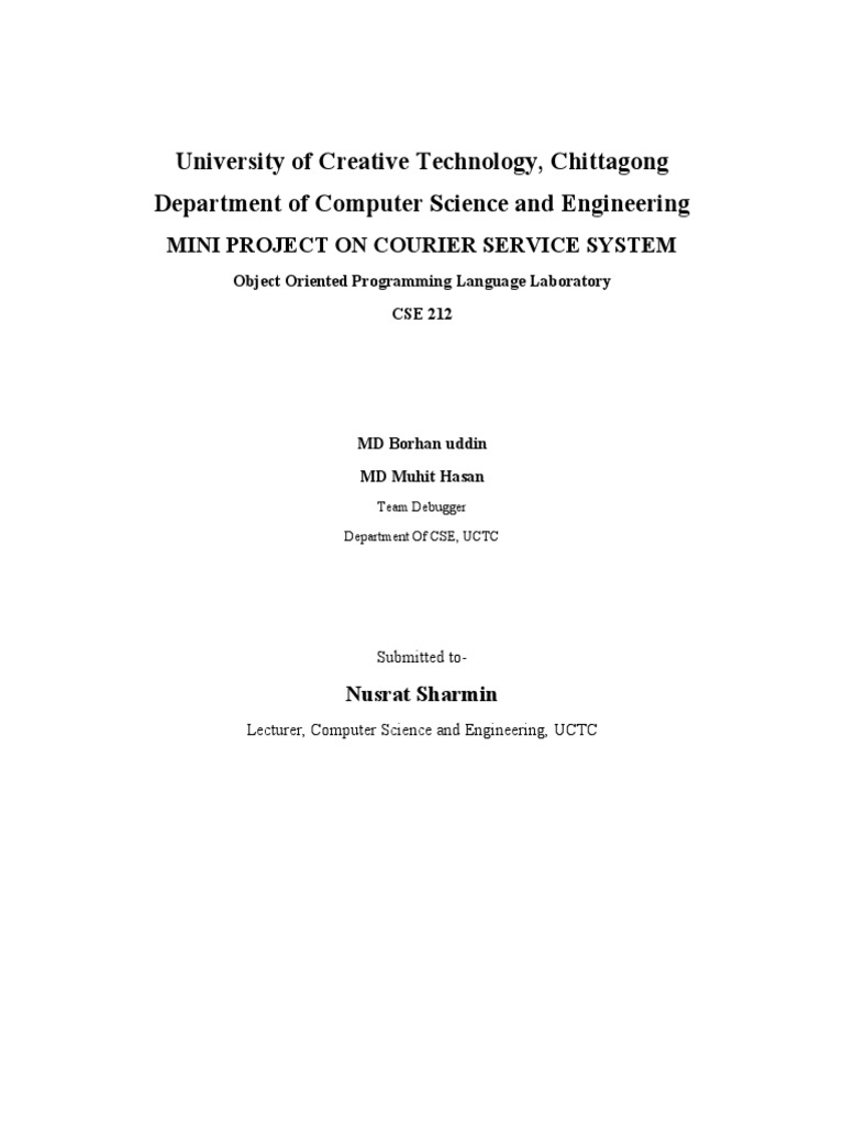 Mini Project on Courier Service System | PDF | Courier | Computing