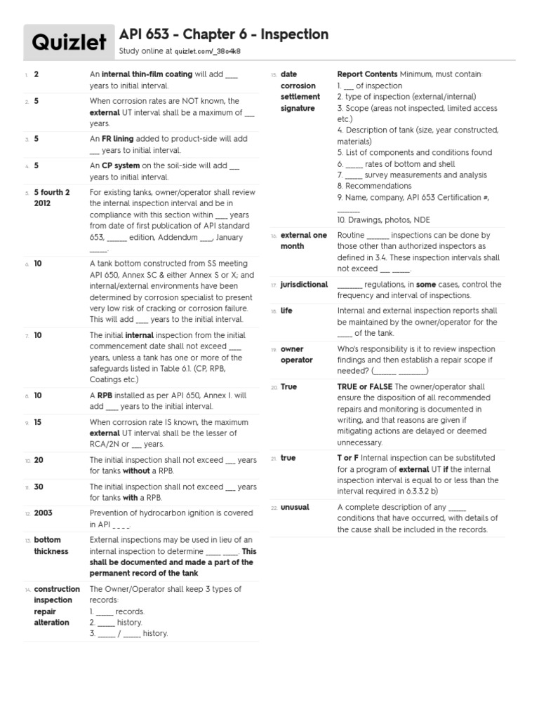 API 653 Inspection Guidelines | PDF | Corrosion | Business