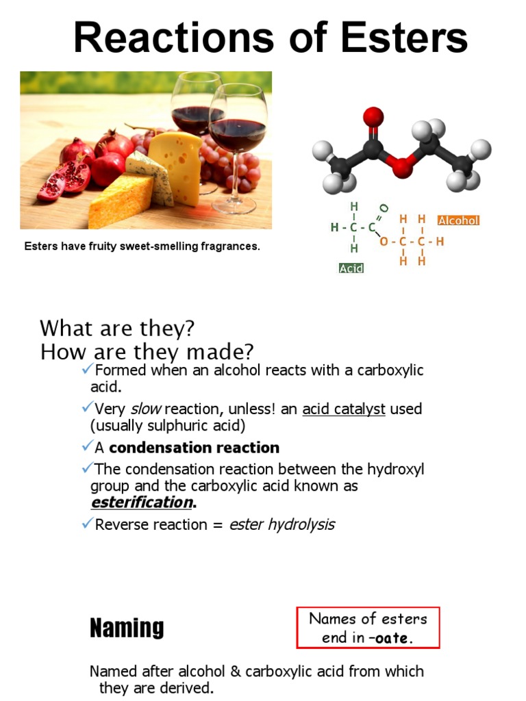 Lesson 11 Reactions of Esters PDF Ester Chemical Compounds