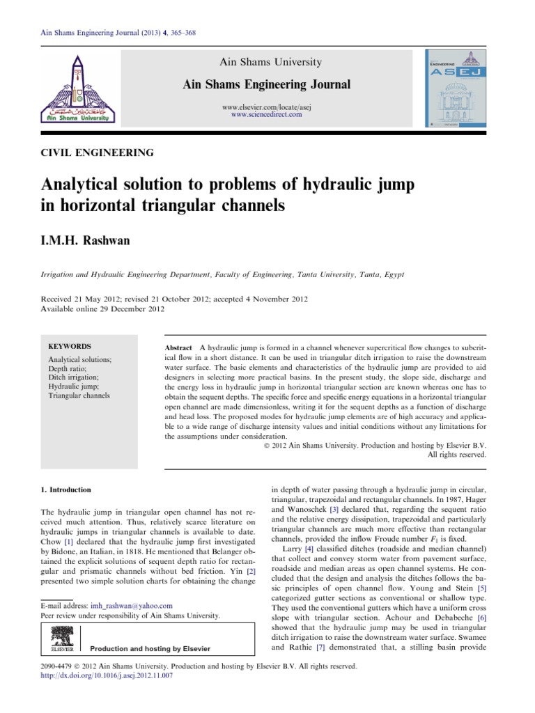 Analytical Solution To Problems Os Hydraulic Jump in Horizontal