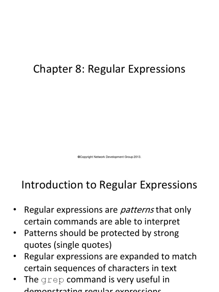 Chapter 8: Regular Expressions | PDF | Regular Expression | Computer ...
