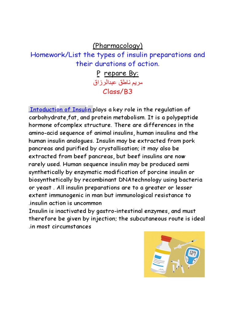 Types and Durations of Insulin Preparations | PDF | Self-Improvement ...
