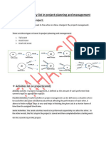 Different Activity List in Project Planning and Management