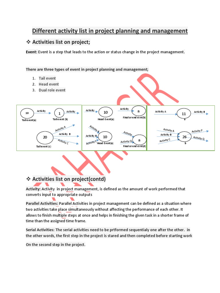 Types of Events and Activities in Projects | PDF | Electrical ...
