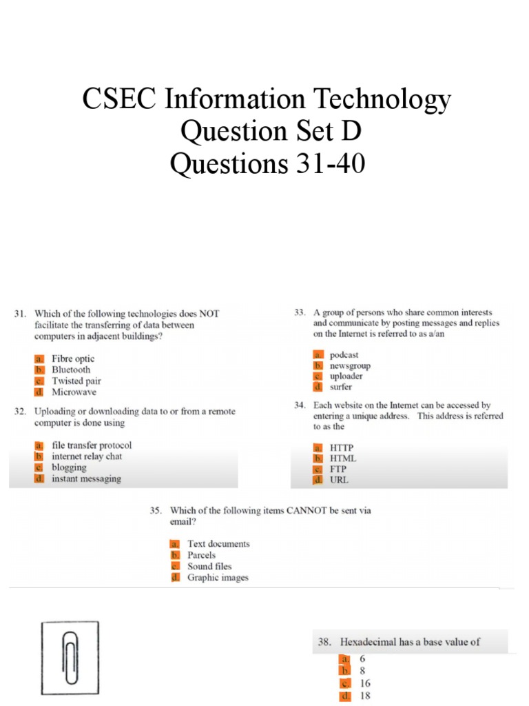 CSEC Information Technology Question Set D Questions 31-40 | PDF