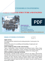 Me6602 - Automobile Engineering: Unit I - Vehicle Structure and Engines