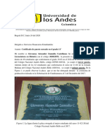 Certificado Primer Puesto Grado 11