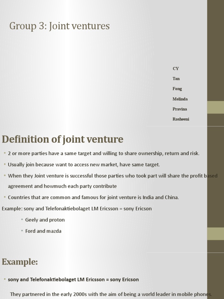 Definition of Joint Venture PDF Joint Venture Business