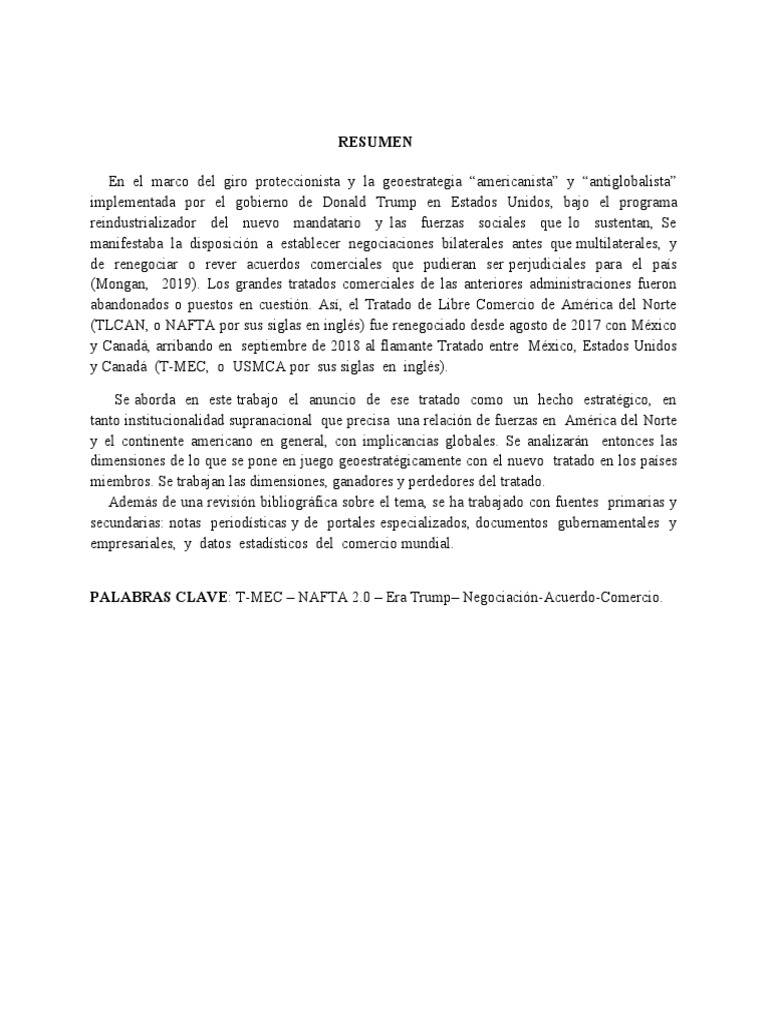 T-Mec TLC | PDF | Tratado de Libre Comercio Norteamericano | Economias