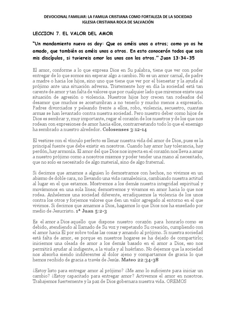 El Valor del Amor en la Familia Cristiana | PDF | Amor | Textos Religiosos