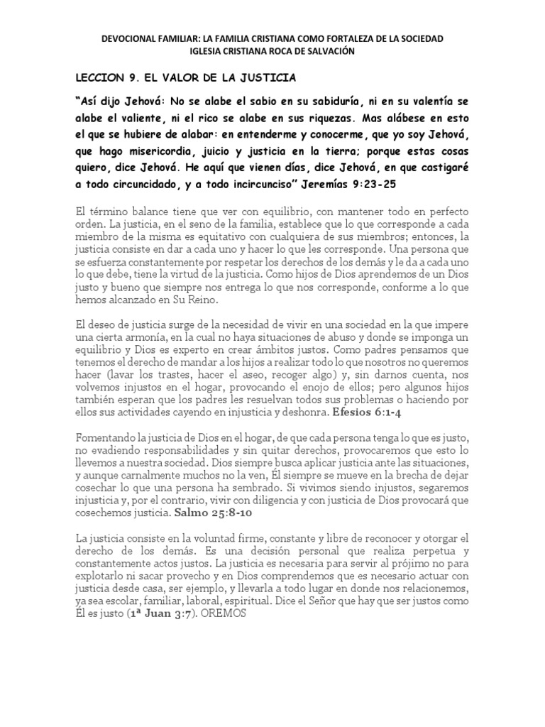 Leccion 9. El Valor de La Justicia | PDF | Justicia | Crimen y violencia