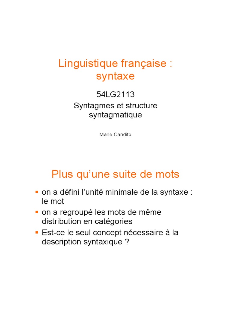 Définition et rôle des syntagmes | PDF | Ambiguïté | Phrase