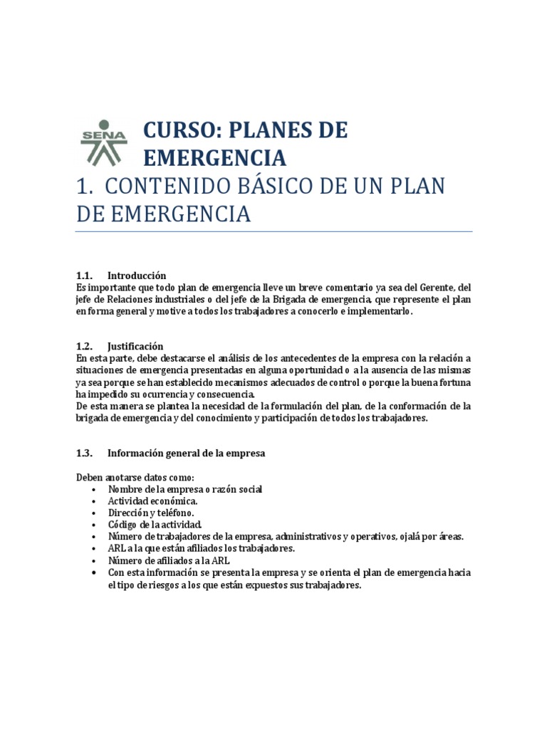 Contenido Básico de Un Plan de Emergencias | PDF | Vulnerabilidad | Riesgo