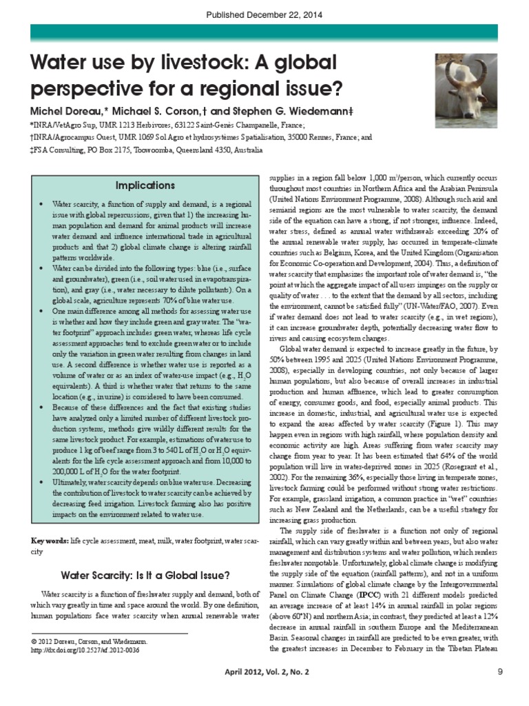 Water Use by Livestock A Global Perspective For A Regional Issue