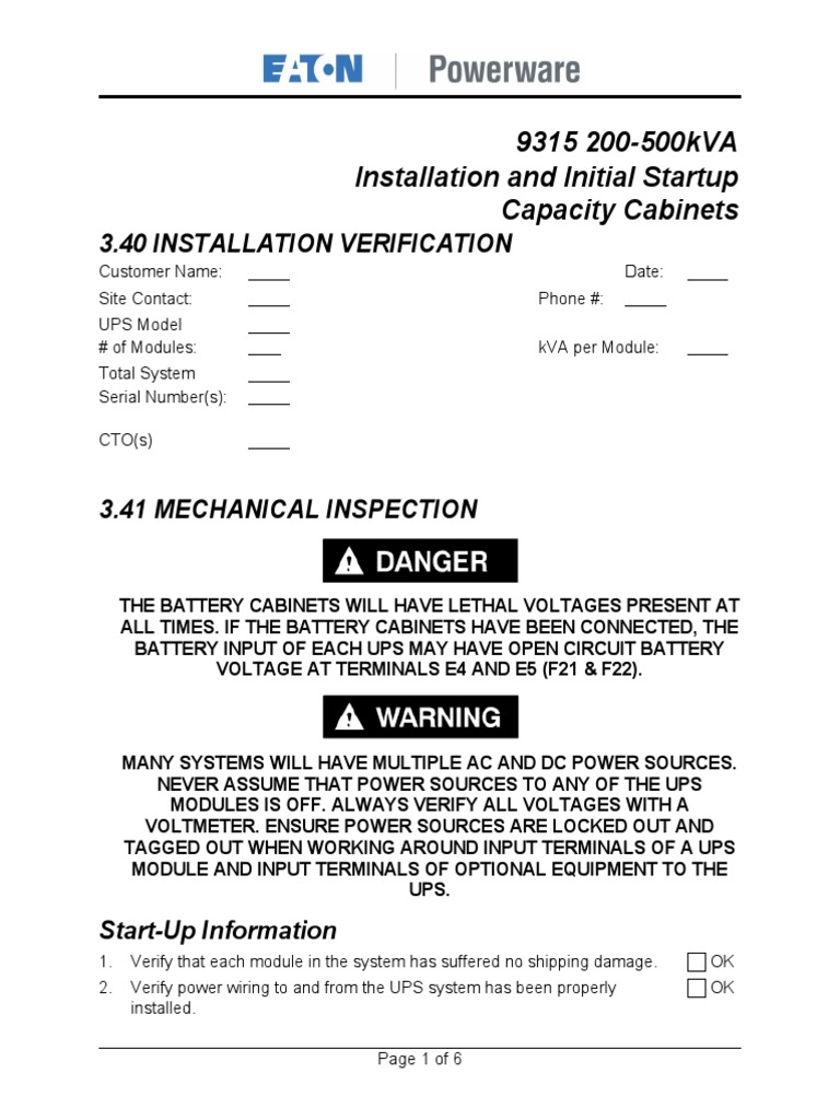 UPS Installation and Startup Guide | PDF | Power Inverter | Rectifier