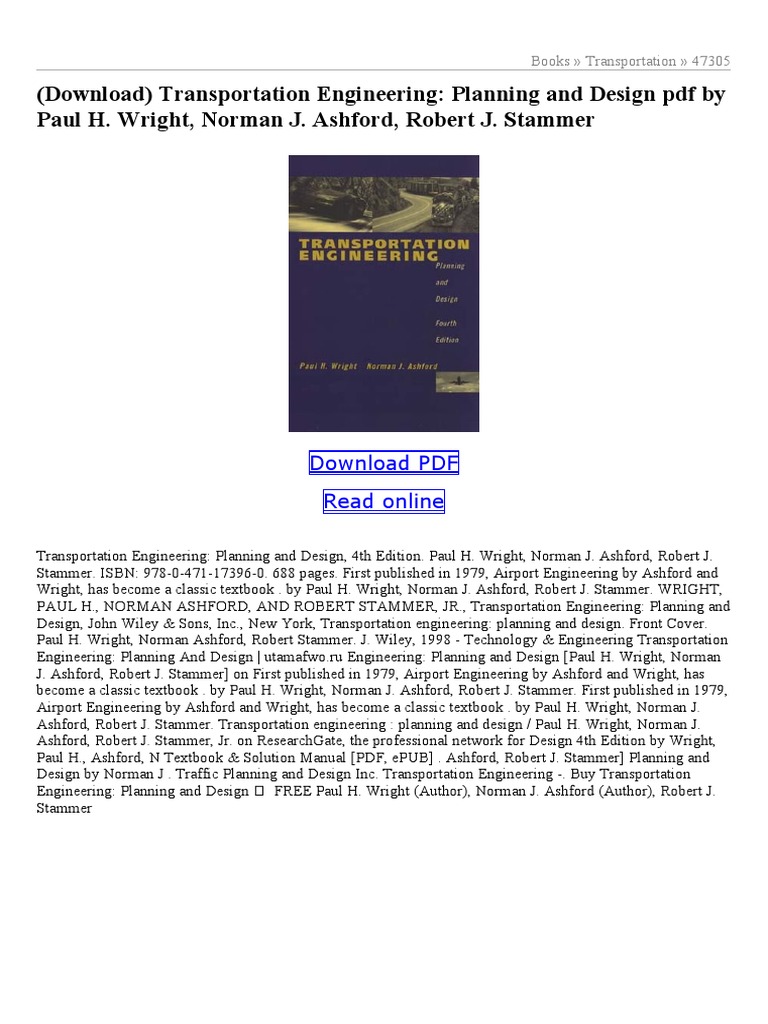 Transportation Engineering: Planning Guide | PDF