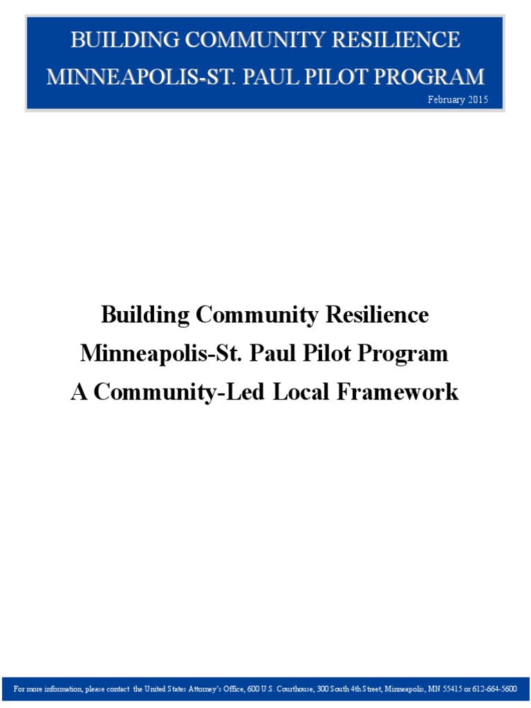 Building Community Resilience Minneapolis St Paul Pilot Program A