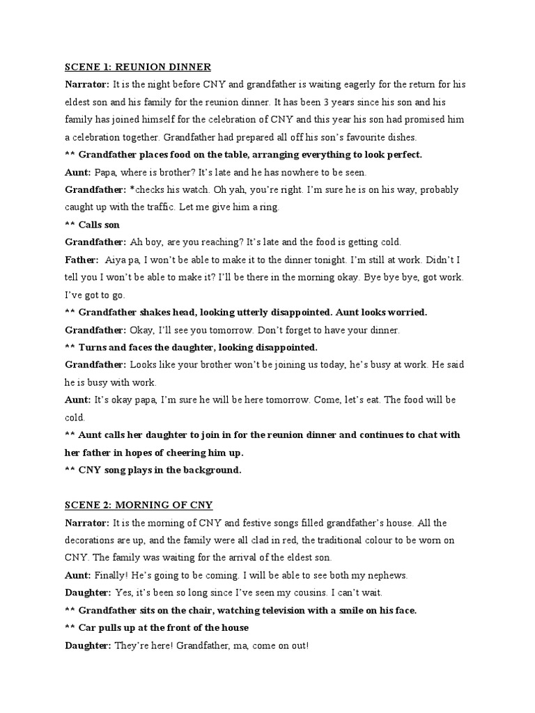 Family Reunion Skit for CNY Celebration | PDF | Clothing | Family