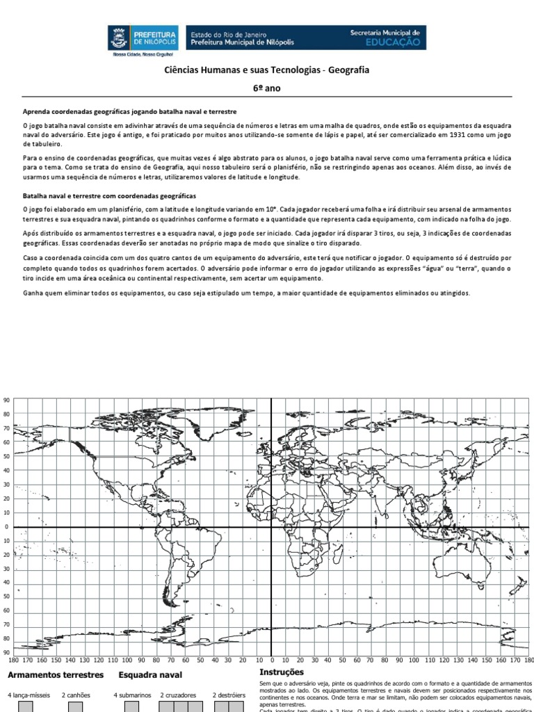 Aula Geo Atividades Batalha Naval 6ano 17 2-Mesclado | PDF | Geografia ...