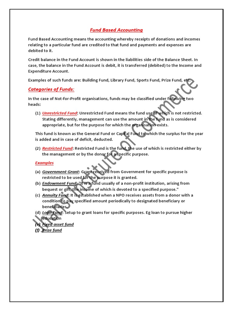 Fund Based Accounting Description PDF Debits And Credits