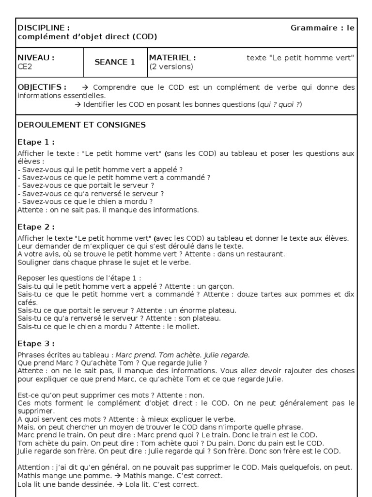 Exercice Cod Coi Cm2 Avec Correction Pdf