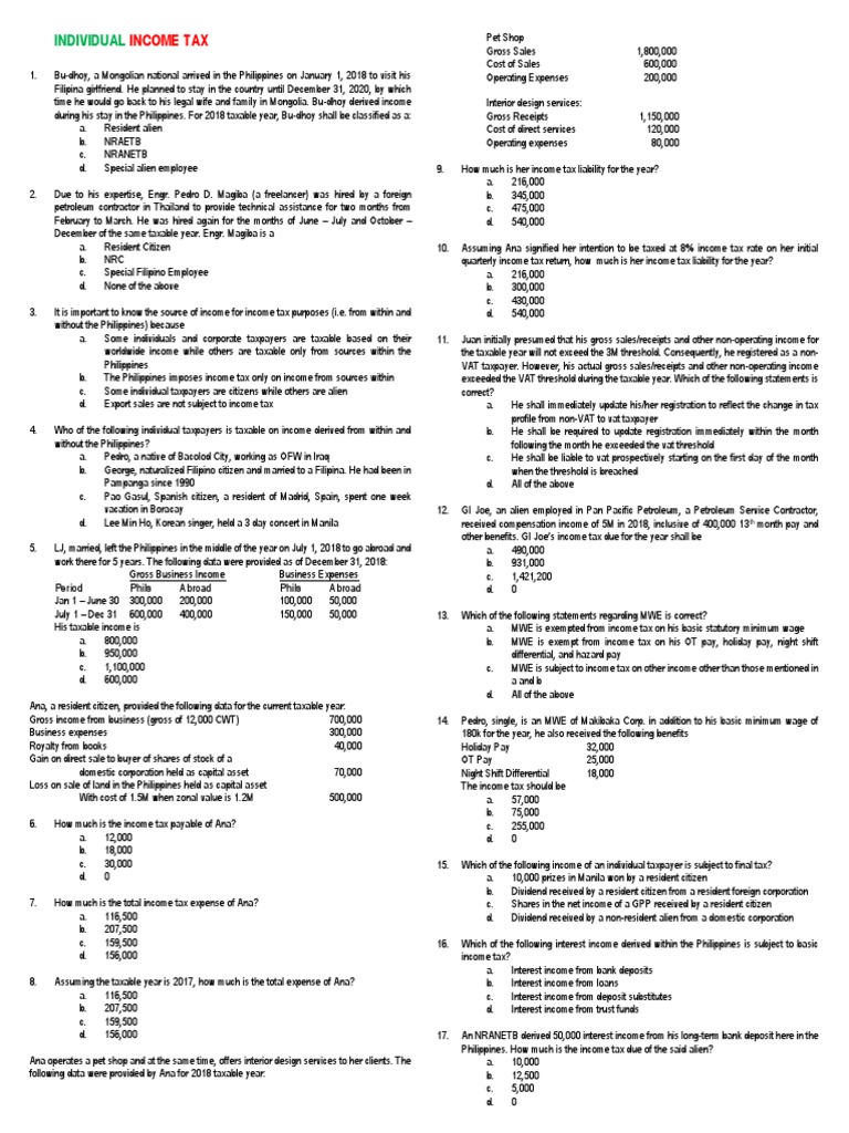 Individual Income Tax | PDF | Income Tax | Taxpayer
