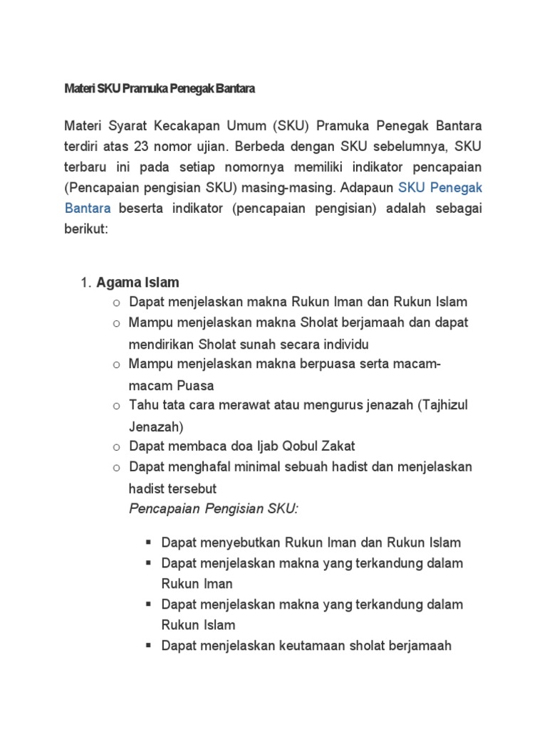 Materi Sku Pramuka Penegak Bantara