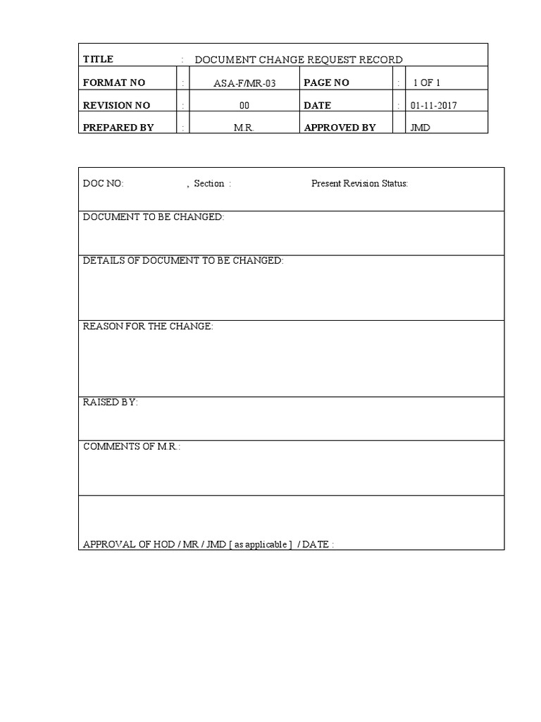 Document Change Request Record | PDF | Law | Science & Mathematics