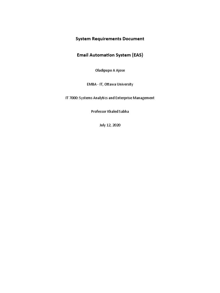 Email Automation System Requirements | PDF | Microsoft Outlook ...