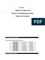 Level-1 Addition & Subtraction Mental Computational Methods Think and Calculate