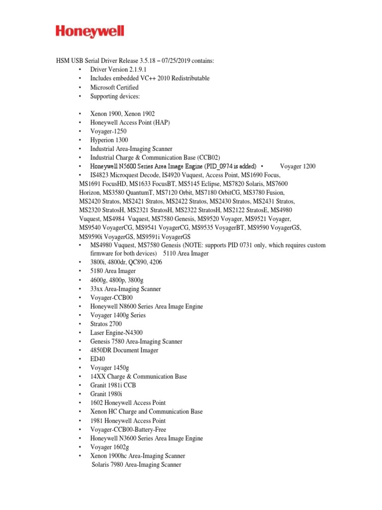 HSM USB Serial Driver Release Notes PDF | PDF | Image Scanner.