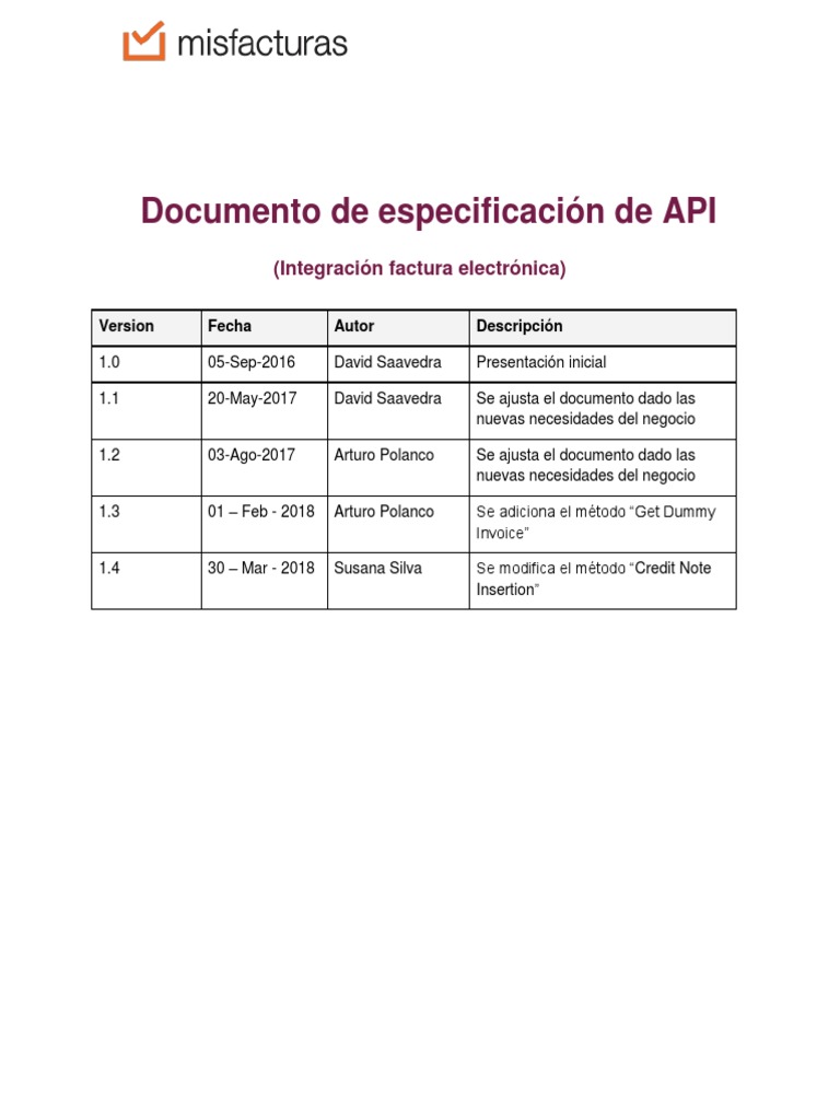 Especificaciones API Factura Electrónica | PDF | Informática ...
