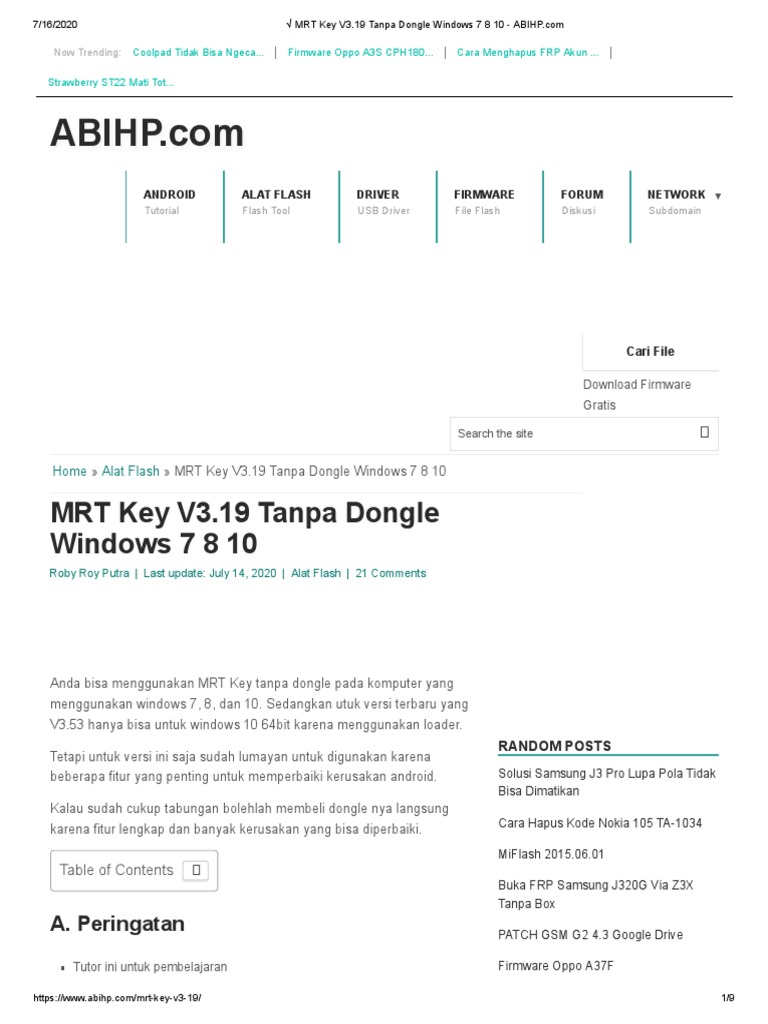 MRT Key V3.19 Tanpa Dongle Windows 7 8 10 | PDF
