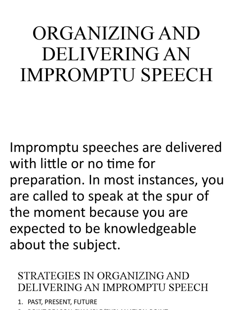 Impromptu Speech Delivery Strategies | PDF | Career & Growth