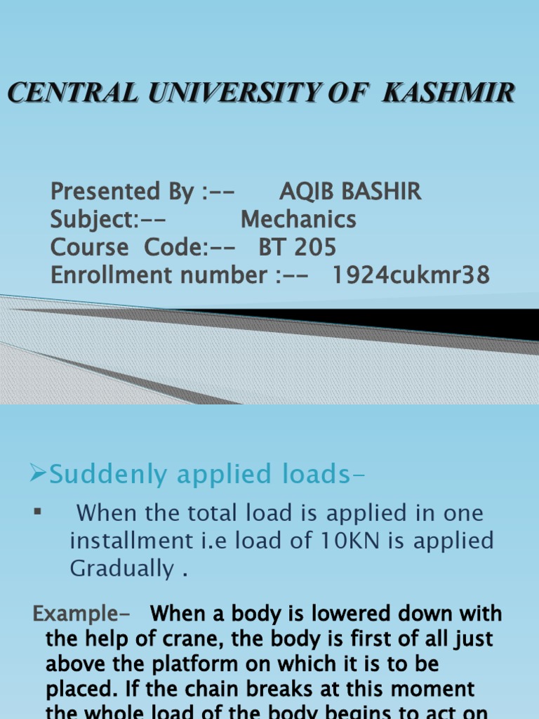 Strain Energy from Suddenly Applied Loads | PDF