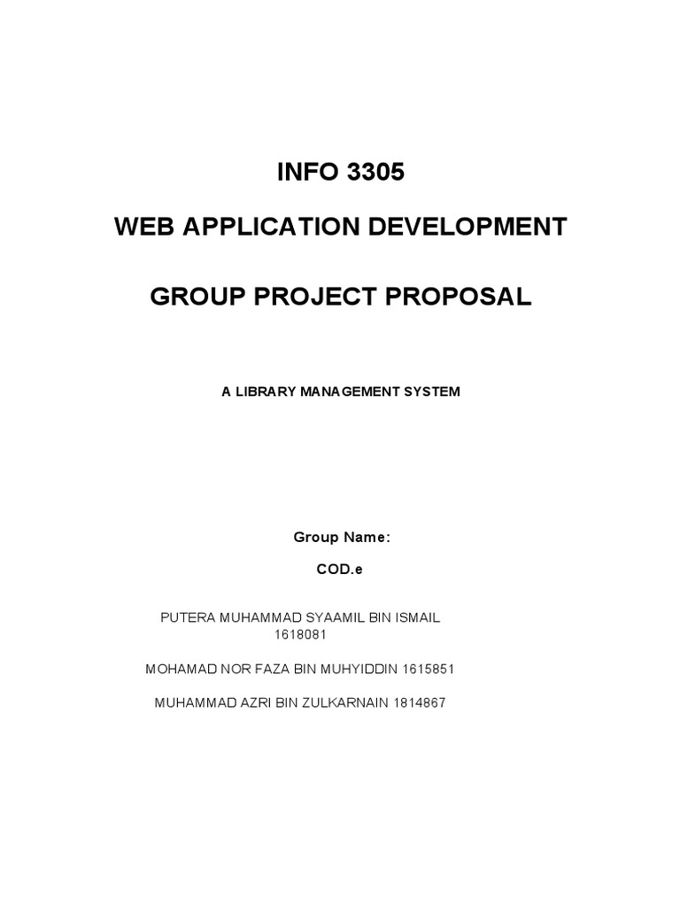 INFO 3305 Web Application Development Group Project Proposal | PDF ...