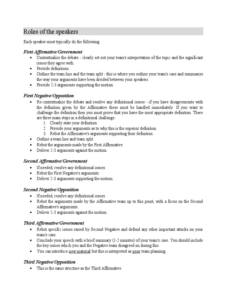 Roles of The Speakers | PDF | Argument | Reason