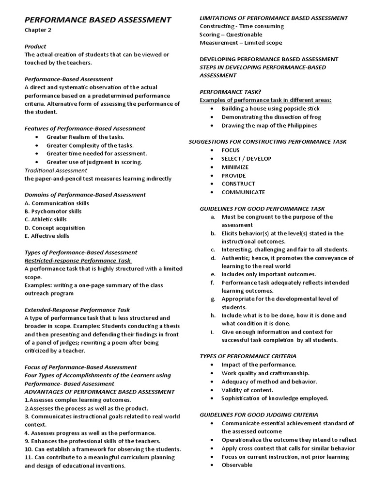 Performance based assessment pdf rubric academic educational 