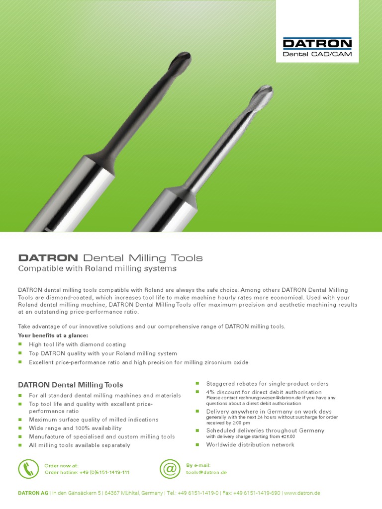 DATRON Dental Milling Tools: Compatible With Roland Milling Systems ...