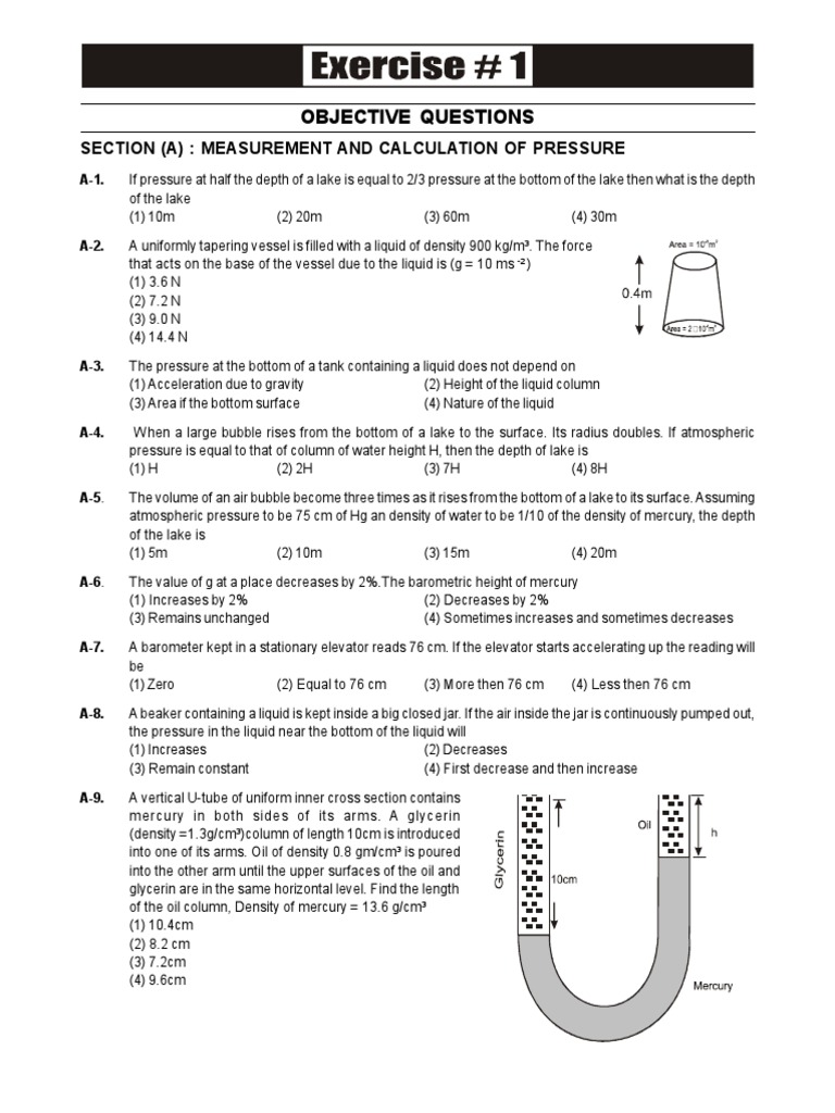 Objective Questions Section (A) Measurement and Calculation of