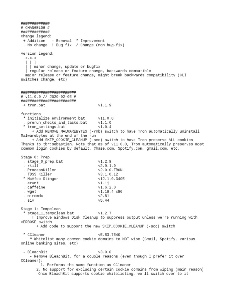 Tron Script Changelog v11.0.0 | PDF | Antivirus Software | Booting