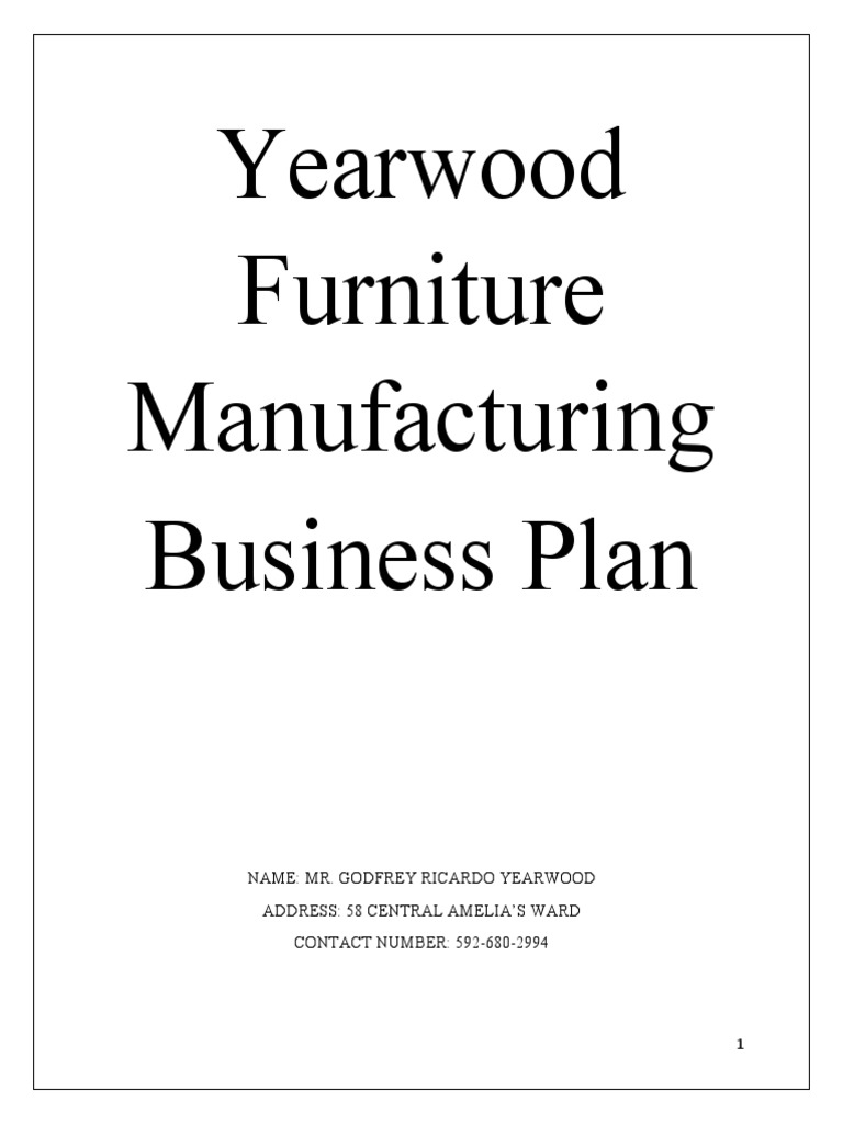Yearwood Furniture Manufacturing Business Plan (GLS) 2020 PDF