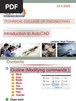 Introduction To Autocad: Technical College of Engineering