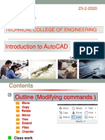 Introduction To Autocad: Technical College of Engineering