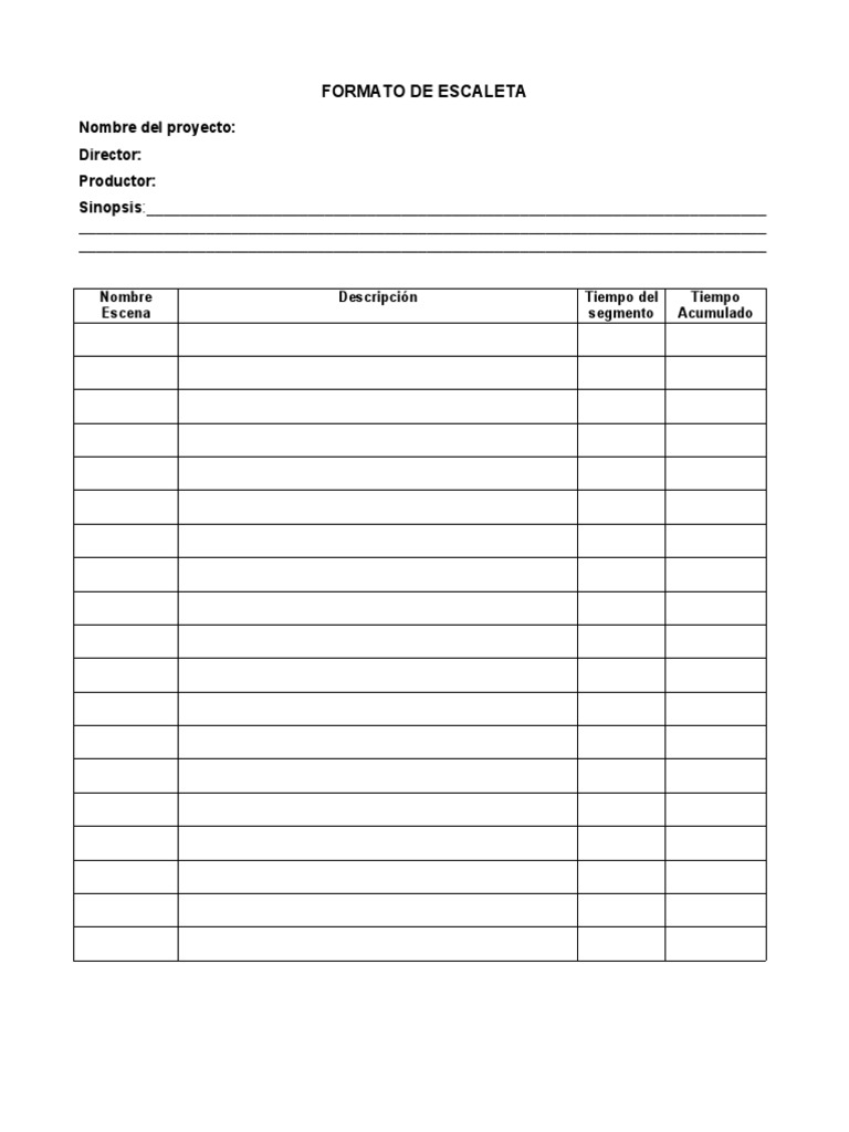 Formato Escaleta PDF