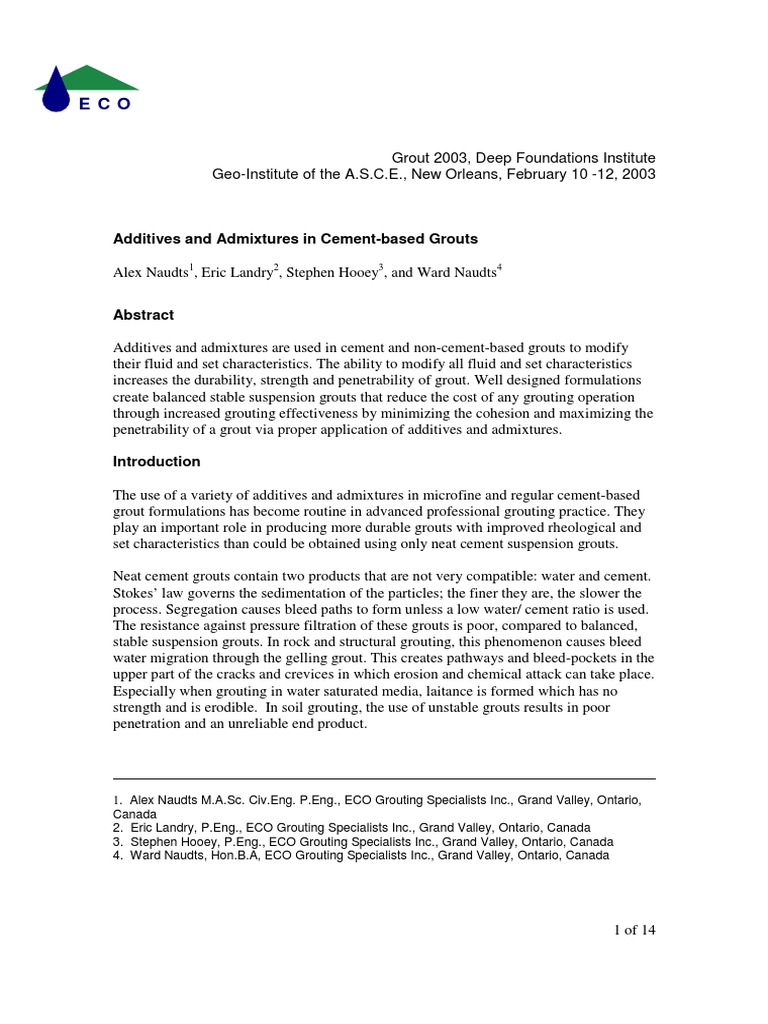 Additives in Cement Grouts Explained | PDF | Fly Ash | Cement
