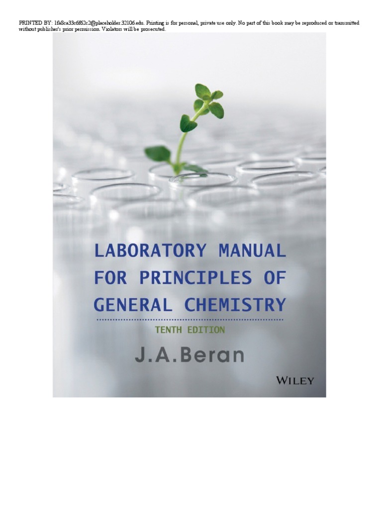 CM011L Laboratory Manual For Principles of General Chemistry PDF